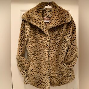Aqua Faux Fur Cheetah/Leopard Print Jacket (waist length)